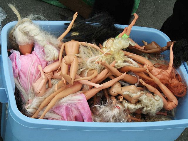 a pile of naked barbies